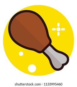 A fried leg of a chicken symbolizing drum stick 