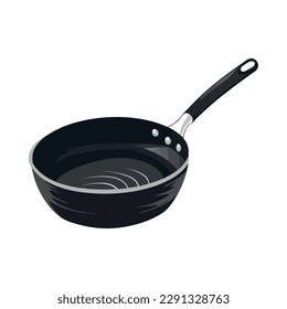Fried meal in cast iron cooking pan handle icon isolated