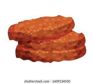 Fried Meat Cutlets, Sandwich or Burger Ingredient Vector Illustration