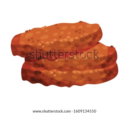 Fried Meat Cutlets, Sandwich or Burger Ingredient Vector Illustration