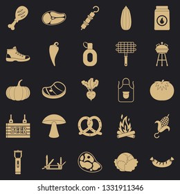 Fried meat icons set. Simple set of 25 fried meat vector icons for web for any design