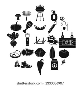 Fried meat icons set. Simple set of 25 fried meat vector icons for web isolated on white background