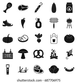 Fried meat icons set. Simple set of 25 fried meat vector icons for web isolated on white background