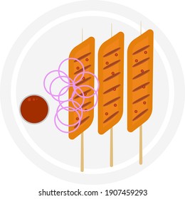Fried meat, illustration, vector on a white background.