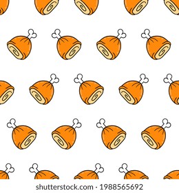 fried meat seamless repeat pattern. background vector illustration.