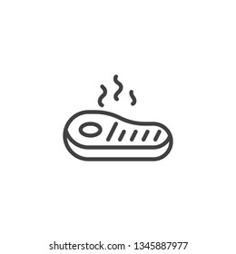 Fried meat steak line icon. linear style sign for mobile concept and web design. Grilled beef steak outline vector icon. Symbol, logo illustration. Pixel perfect vector graphics