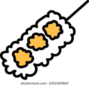 Fried meatballs on skewers in the concept of Asian food