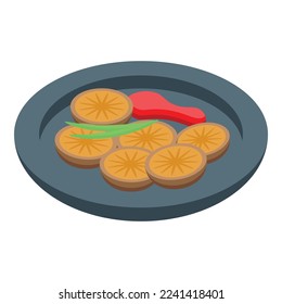 Fried mushroom icon isometric vector. Shiitake food. Fungi shitake