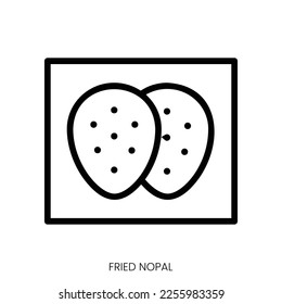 fried nopal icon. Line Art Style Design Isolated On White Background