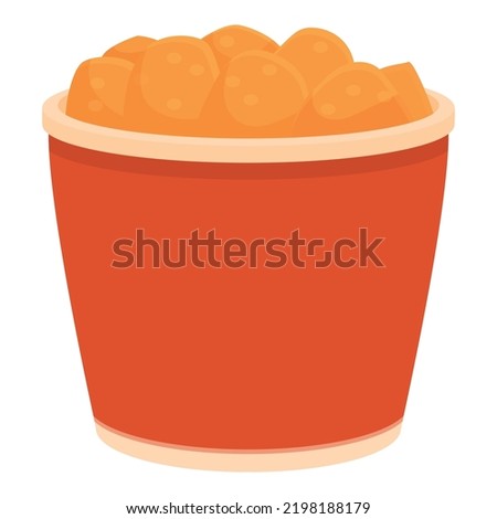Fried nugget box icon cartoon vector. Fast food. Hot lunch