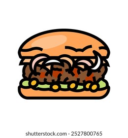 fried onion burger food color icon vector. fried onion burger food sign. isolated symbol illustration