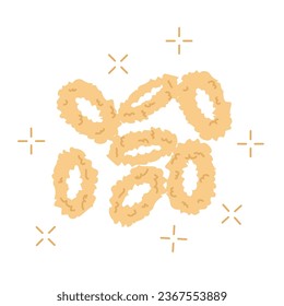 Círculos de cebolla frita icono plano sobre fondo blanco