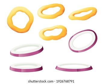 Fried onion rings tasty snacks for beer fast food vector illustration isolated on white background