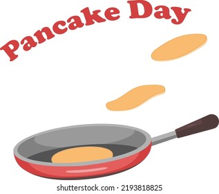 Fried pancakes in a frying pan. Beautiful design for the holiday Pancake Day. Homemade food, diy concept.