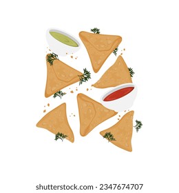 Fried Pastry Samosa Illustration Logo