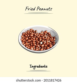 Fried Peanuts Illustration Sketch And Vector Style. Good to use for restaurant menu, Food recipe book and food ingredients content.