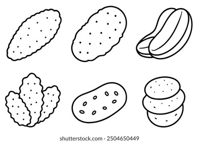 Fried Pickles line art crispy pickles with a satisfying crunchy bite