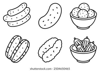 Fried Pickles line art golden fried pickles ideal for snacking anytime