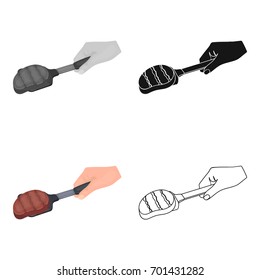 Fried piece of meat on the scapula. Food and cooking single icon in cartoon style vector symbol stock illustration web.