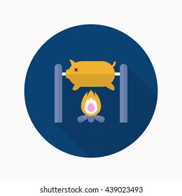 Fried Pig  icon, Vector flat long shadow design. EPS10