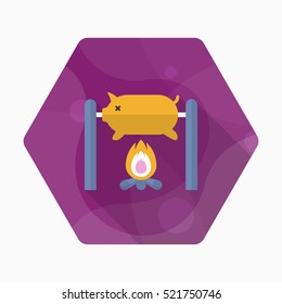 Fried Pig  icon, Vector flat long shadow design. EPS10