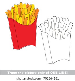 Fried Potato to be traced only of one line, the tracing educational game to preschool kids with easy game level, the colorful and colorless version.