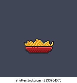 fried potato in a bowl with pixel style