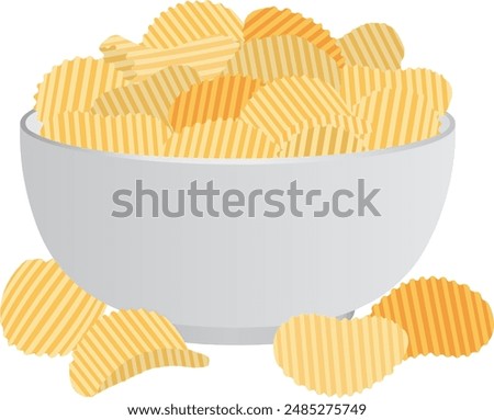 Fried Potato Chips in Ceramic Bowl