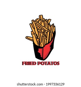 fried potato design logo vector.