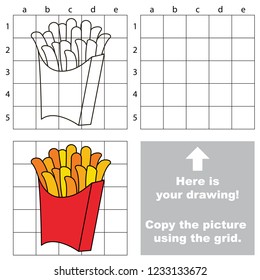 Fried potato, the educational game with simple game level. Copy the picture.