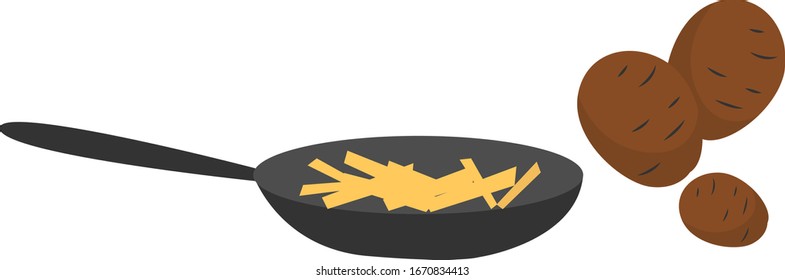Fried potato, illustration, vector on white background.