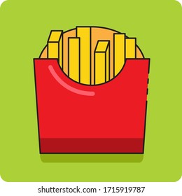 vector de patata frita, frita, comida rápida.