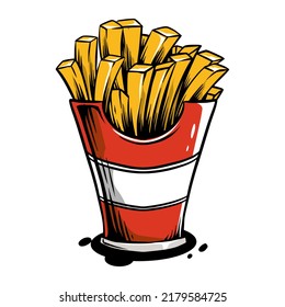 ilustración del vector de patata frita con fondo blanco