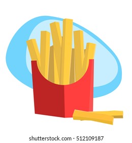 Fried potatoes in cartoon style 