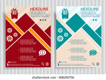 Fried potatoes flat symbol modern flyer, brochure vector template.