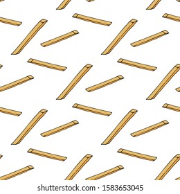 Fried potatoes. Seamless pattern. hand drawn vector illustration.  french fries. doodles or cartoon style.