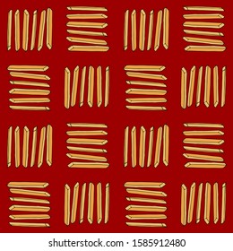 Fried potatoes. Seamless pattern. hand drawn vector illustration.  french fries. doodles or cartoon style.