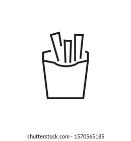 FRIED POTATOES simple linear icon on white background, french fries. Editable stroke. Fast food. Can be used as a sticker and more. VECTOR. EPS 10