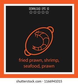 fried prawn, shrimp, seafood, prawn vector icon