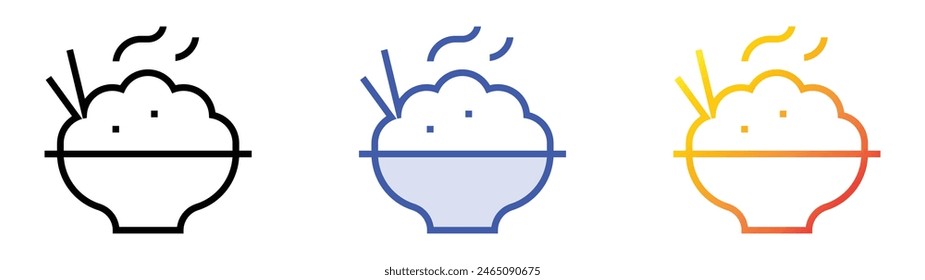 fried rice icon. Linear, Blue Fill and Gradient Style Design Isolated On White Background