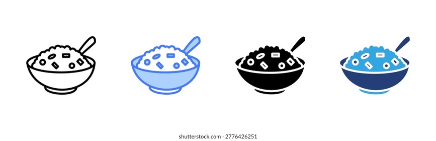 Fried Rice icon set multiple style collection