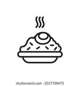 Fried Rice icon Thin line art collection