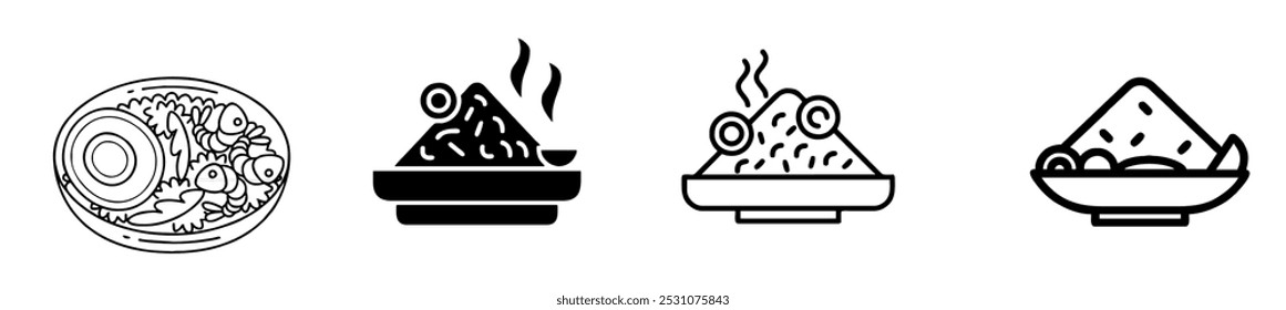 Fried rice icons illustration. vector