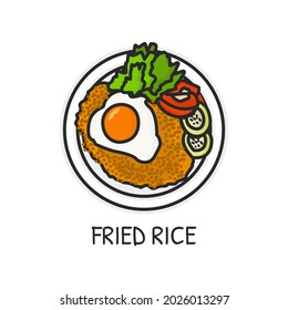 fried rice illustration icon outline color