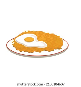 fried rice on the plate illustration. fit for food product, etc. 