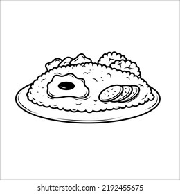 Fried rice plate vector