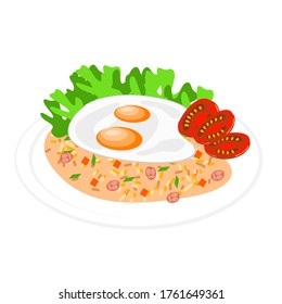 Fried Rice with sunny egg on top design vector