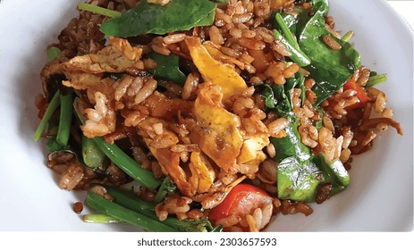 Fried Rice with Vegetable on white plate