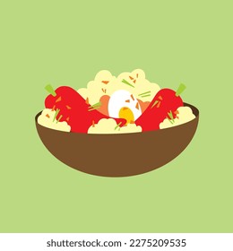 Fried rice with vegetables icon vector illutration 