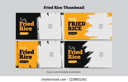 Fried rice video thumbnail template tasty food menu video cover design 